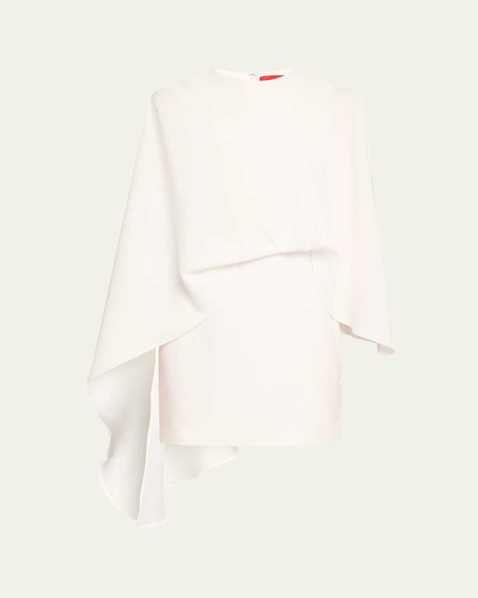 Laure Asymmetric Draped Crepe Mini Dress
